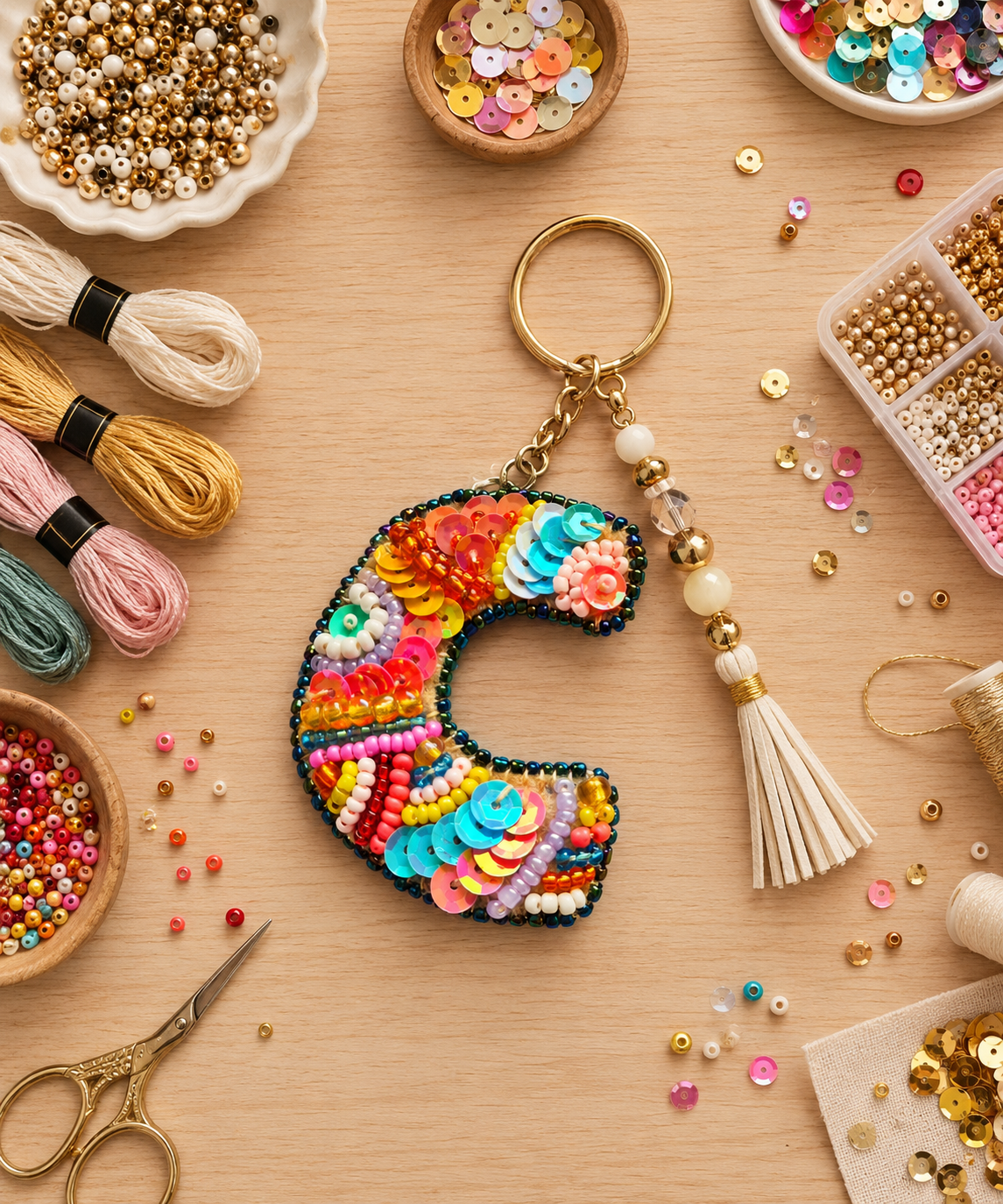 Taller de Bordado con Pedrería | Crea un Llavero con tu Inicial | Mall Plaza Los Dominicos