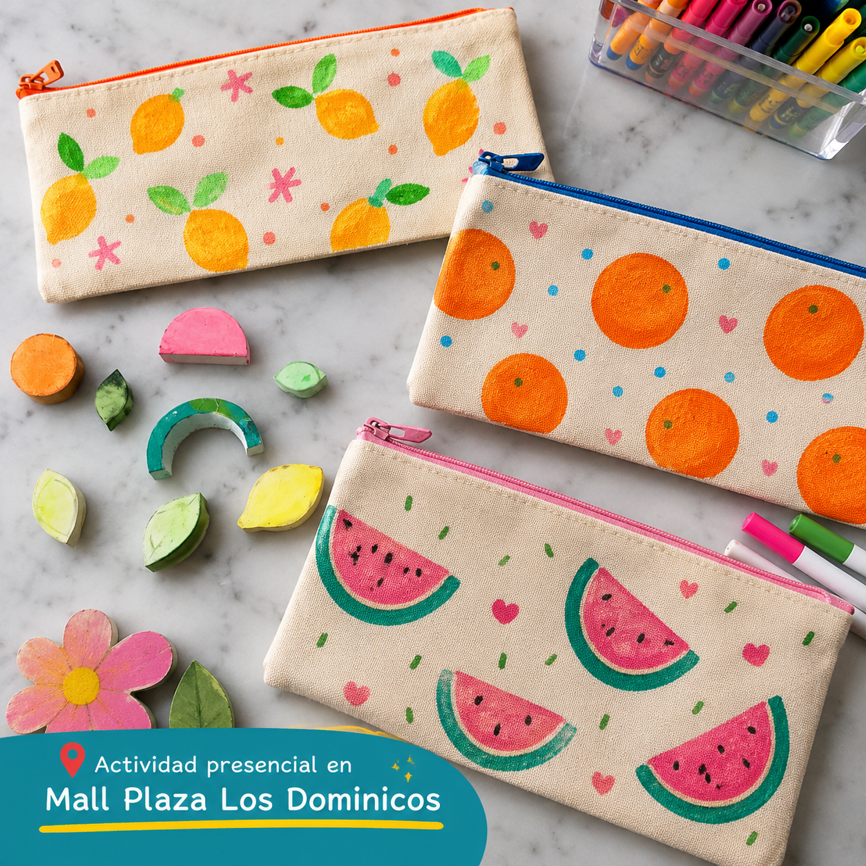 estuches estampados por ninos de manera artesanal