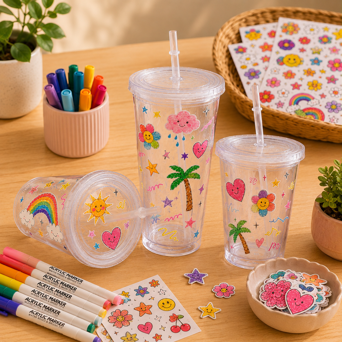 Taller Decora tu Vaso con Bar de Stickers